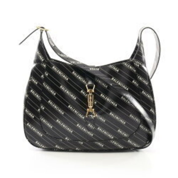 Balenciaga Gucci Hacker Jackie Leather Shoulder Bag Black White - Picture 1 of 6